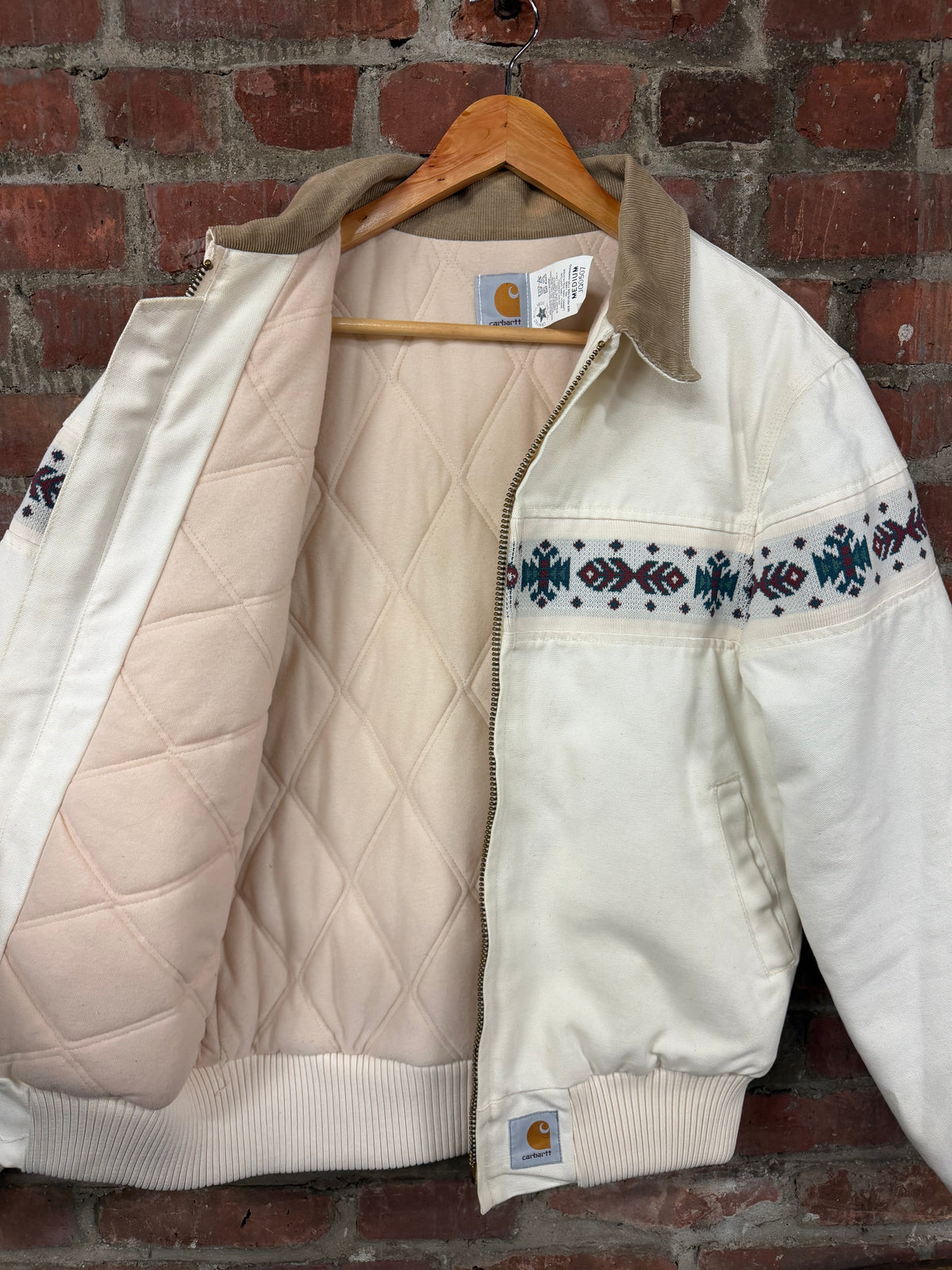 Vintage Carhartt JQ0507 Cream Aztec Southwest Santa Fe Jacket