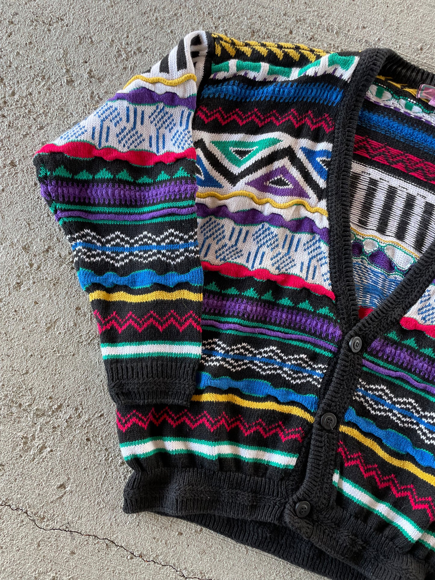 90s Concrete Mix Coogi Style Cardigan