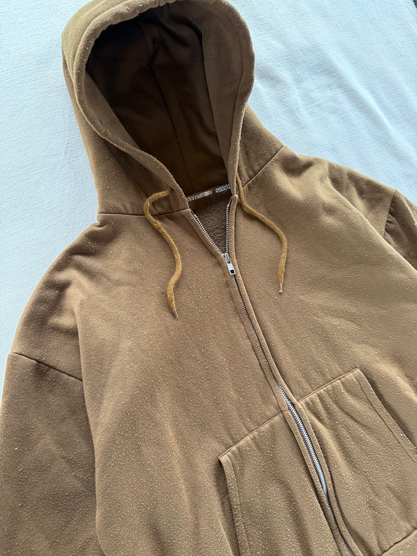 Vintage 90s Mustard Blank Zip Up Hoodie
