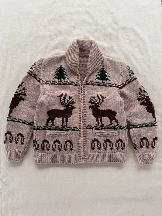 Vintage 50s Cowichan Reindeer Cardigan