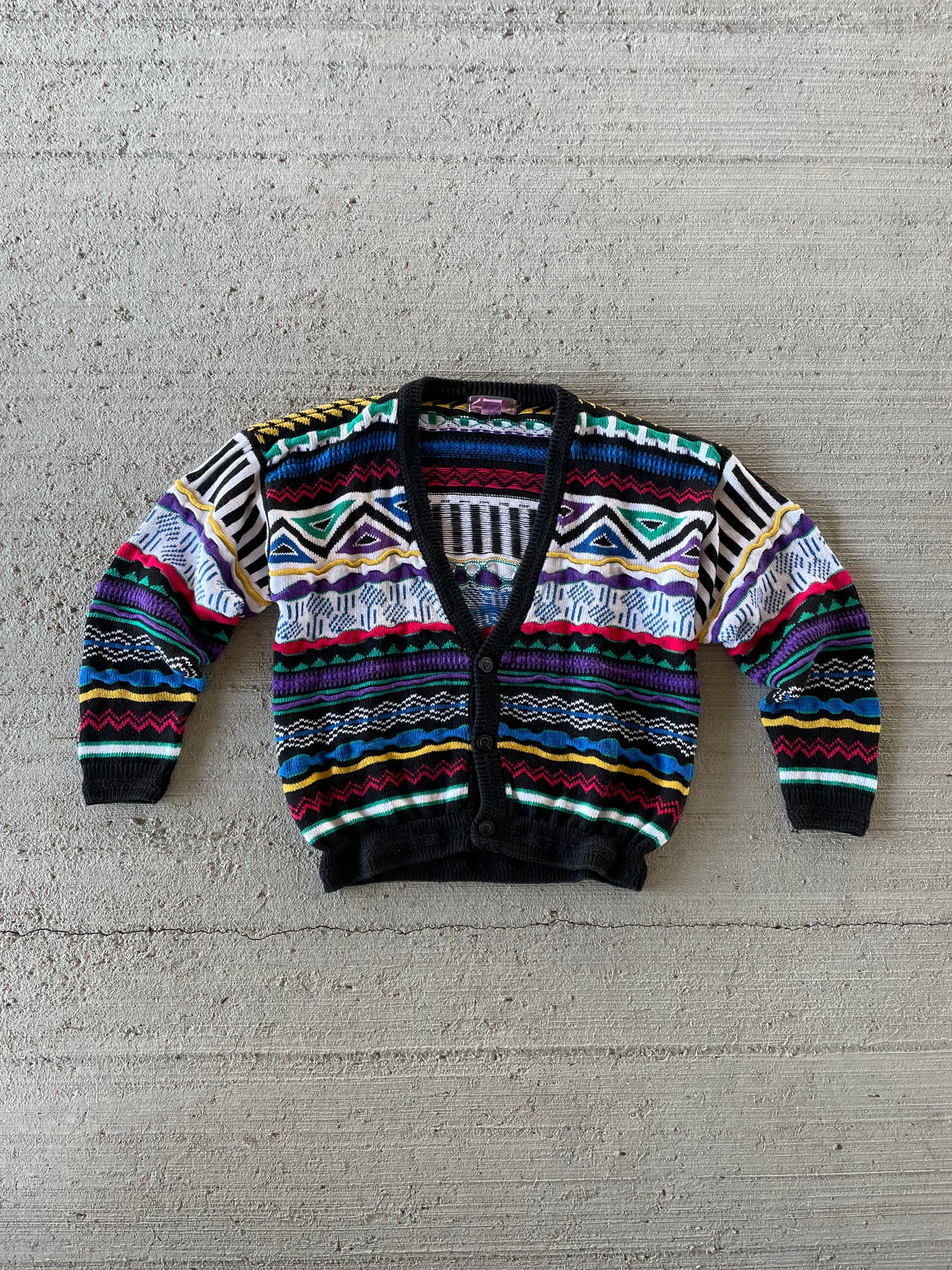 90s Concrete Mix Coogi Style Cardigan