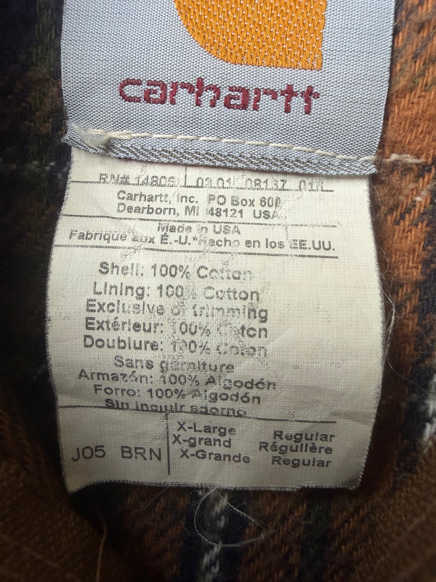 Vintage 2001 Carhartt Blanket Lined Hooded Jacket