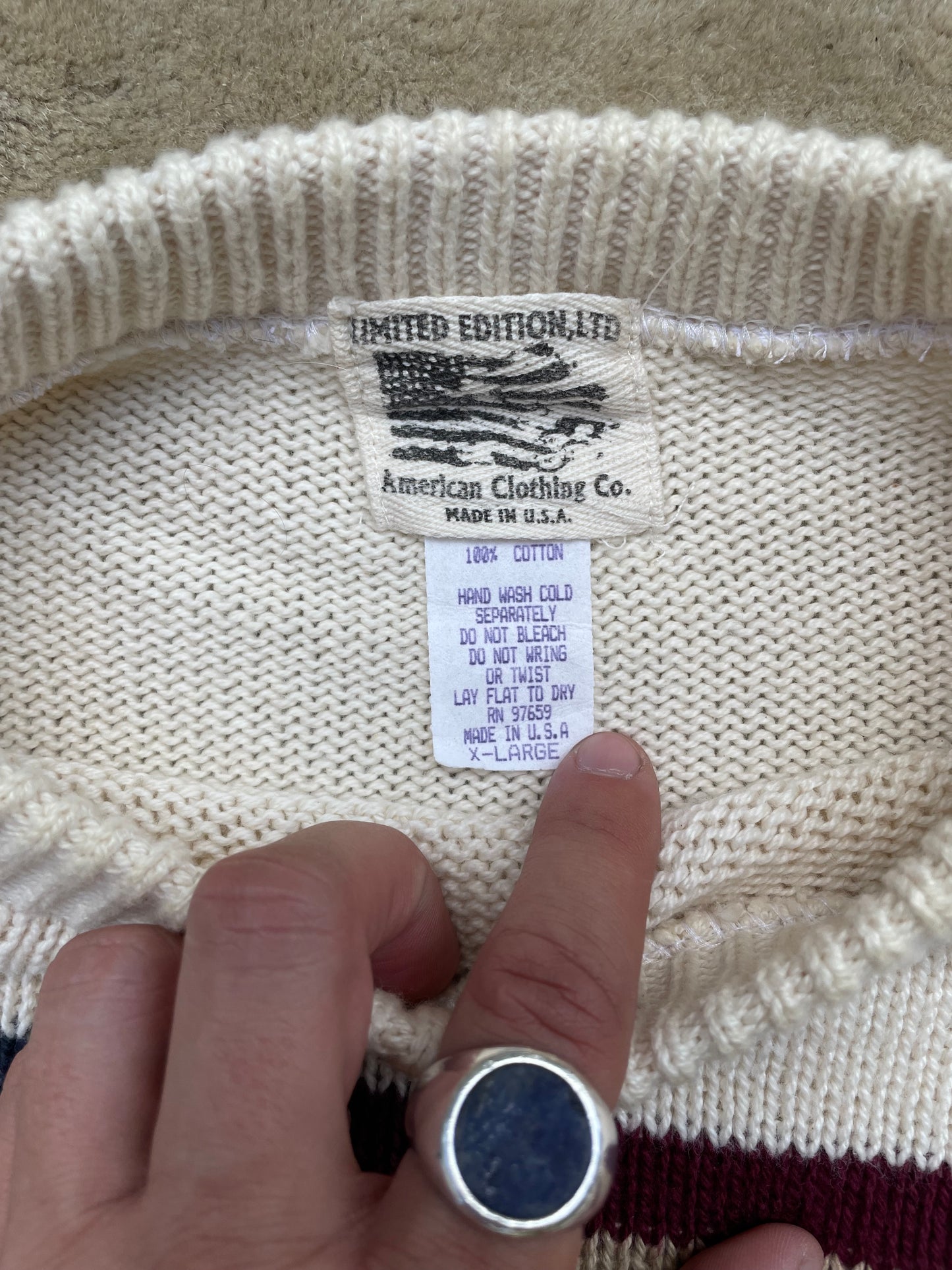Vintage 1990s American Flag Knit Sweater