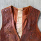 Vintage 1950s Hand Tooled Buffalo Nickel Leather Vest