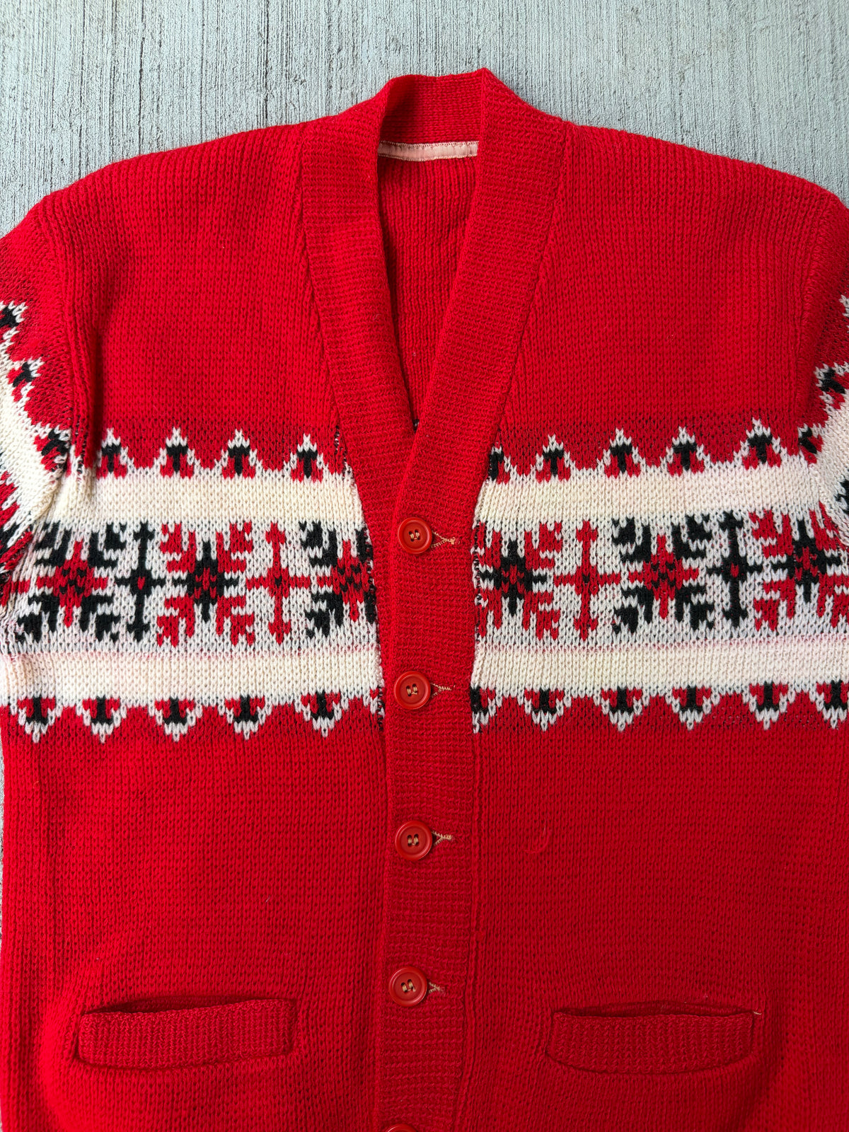 1950s Nordic Snowflake Wool Cardigan