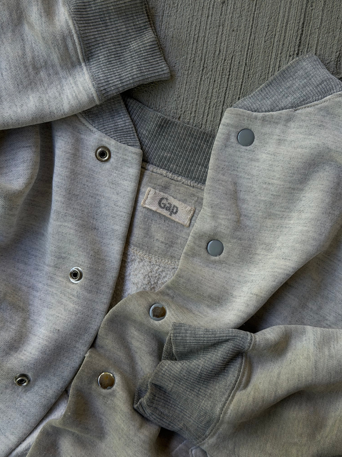 Vintage 1980s GAP Heavily Distressed Button Snap Sweatshirt
