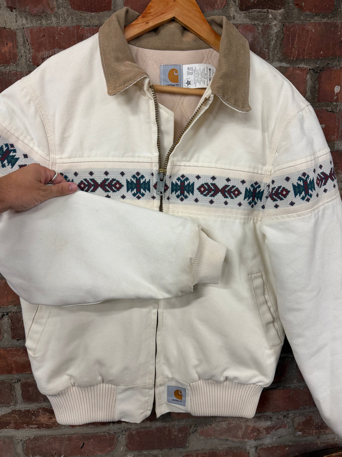 Vintage Carhartt JQ0507 Cream Aztec Southwest Santa Fe Jacket
