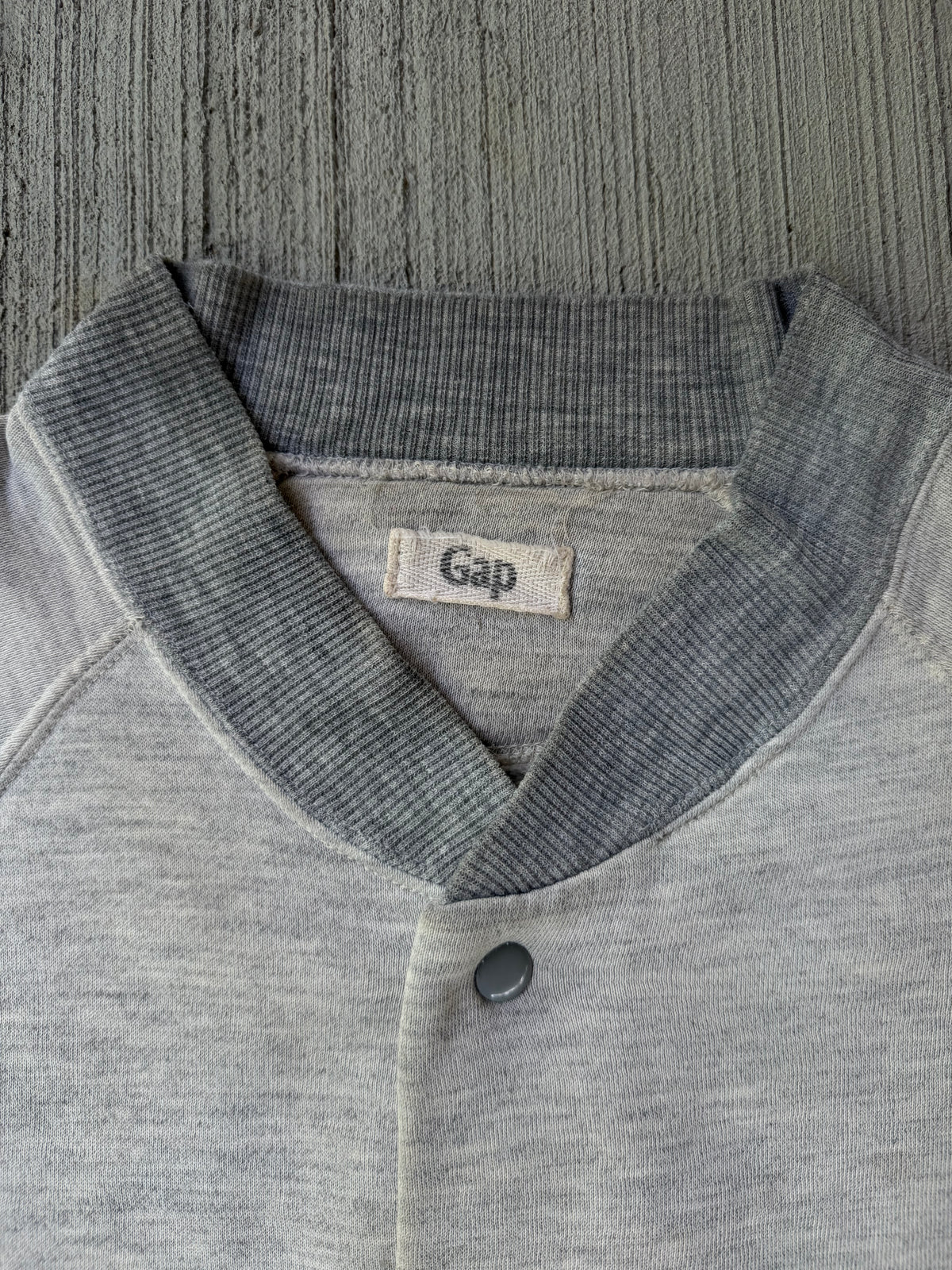 Vintage 1980s GAP Heavily Distressed Button Snap Sweatshirt