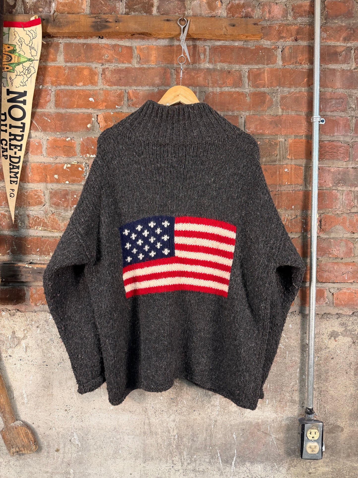 Vintage 90s American Flag Zip-Up Sweater