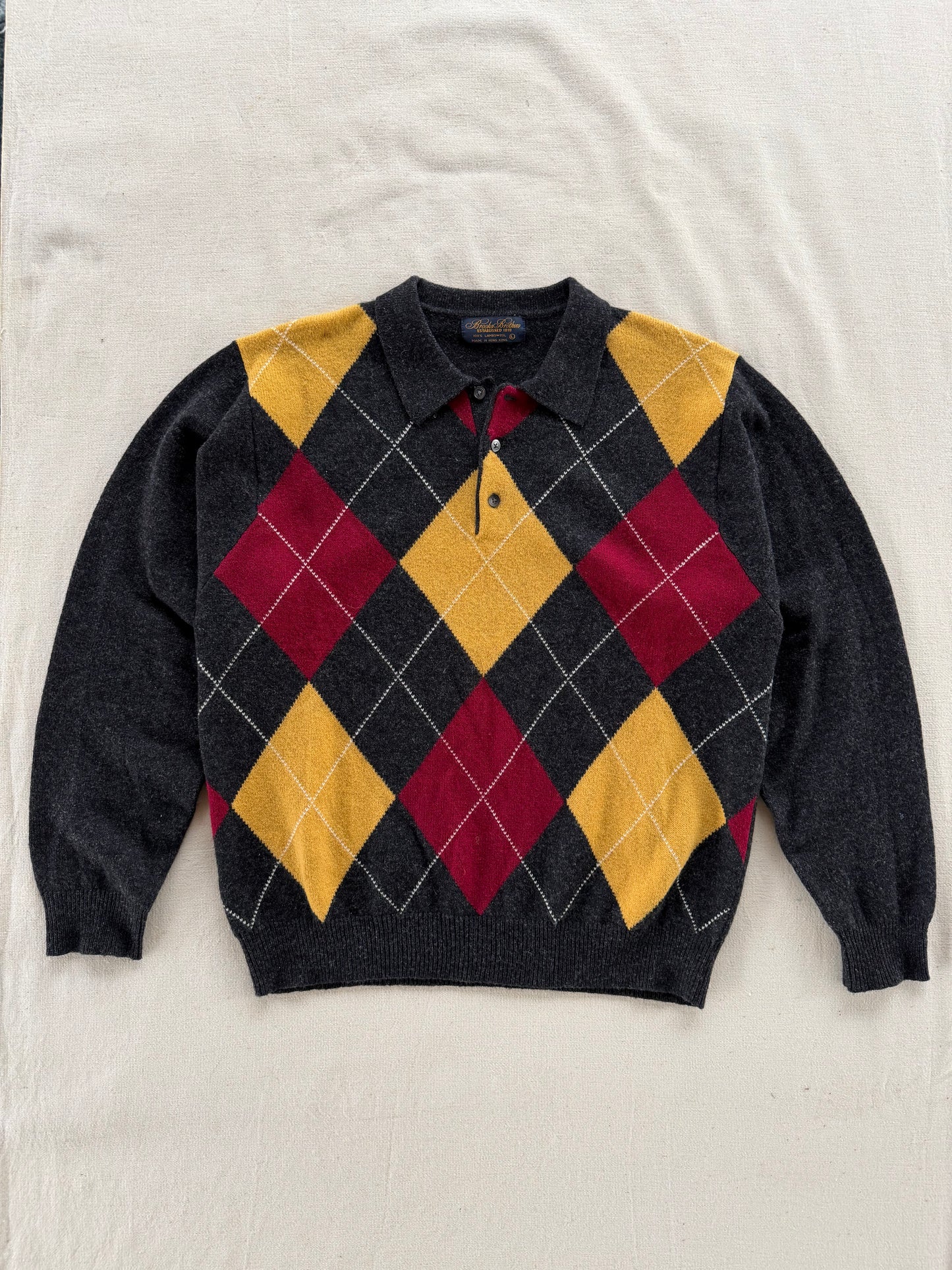 Vintage Brooks Brothers Argyle Lambswool Sweater