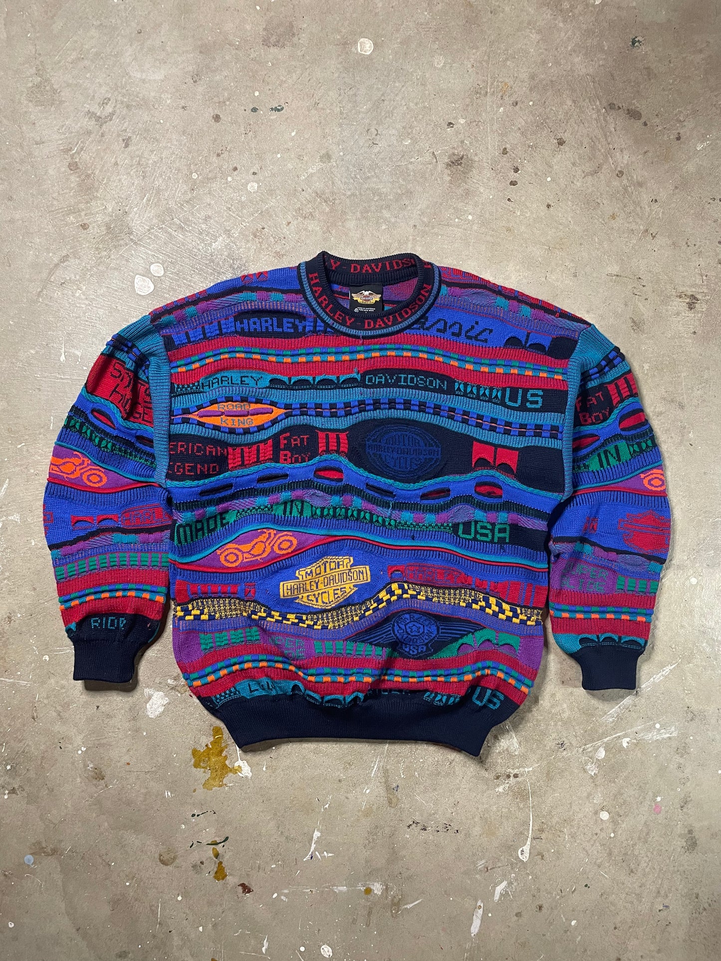 1990s Harley Davidson Coogi style sweater