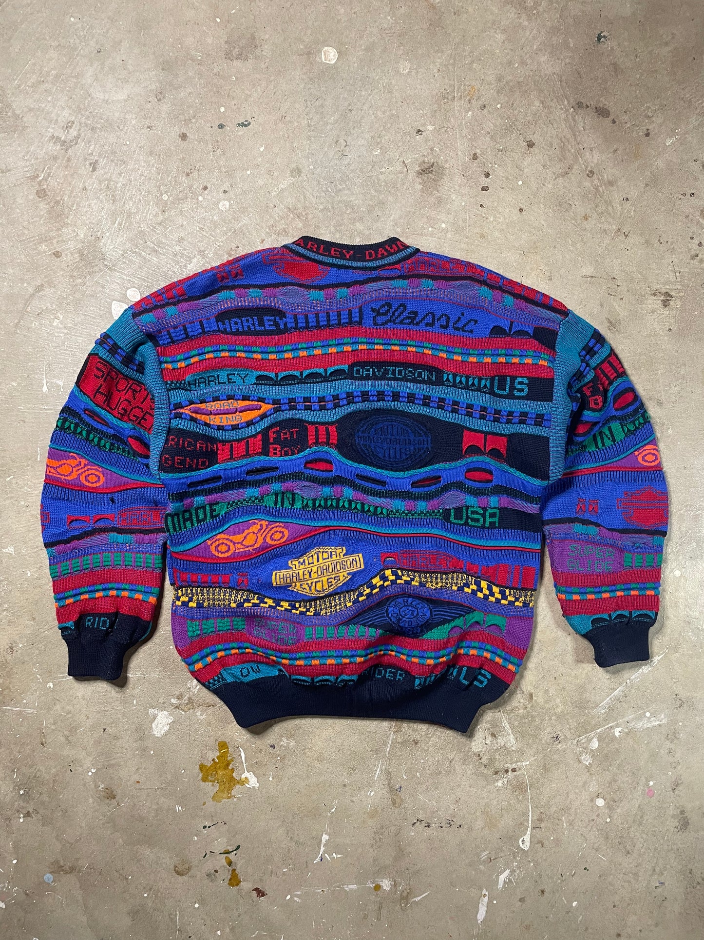 1990s Harley Davidson Coogi style sweater